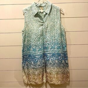 Chico's Linen Sleeveless Shirt Dress Womens Size 12 (Chicos Size 2)